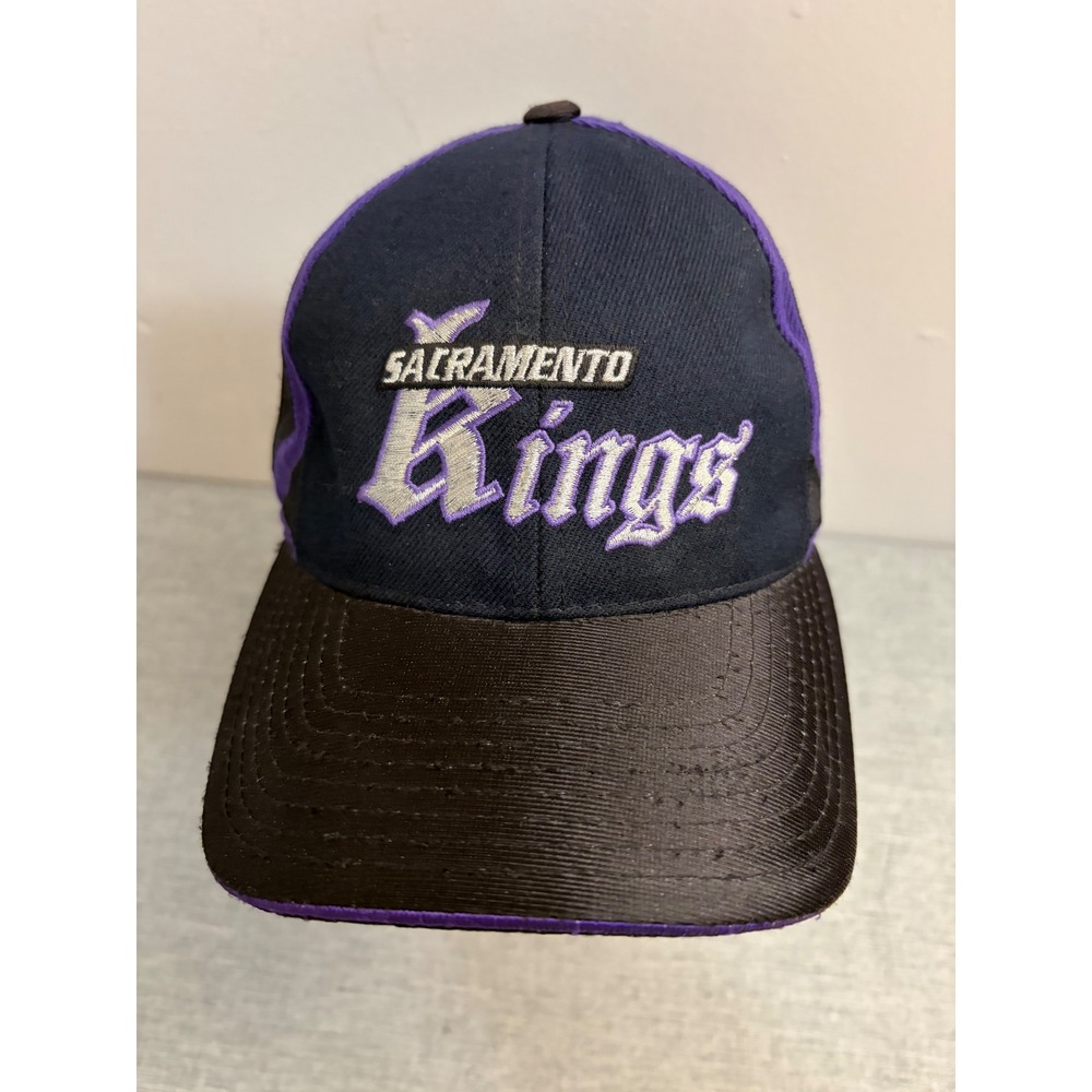 Puma Sacramento Kings Hat Mens OSFA Black Purple Vintage 90s NBA Strapback Cap